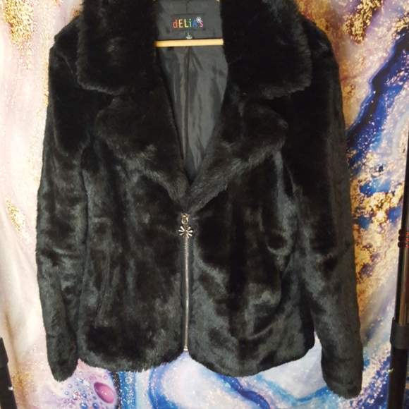 Faux Fur Smiley Delia's by Dollskill coat - Picture 6 of 10